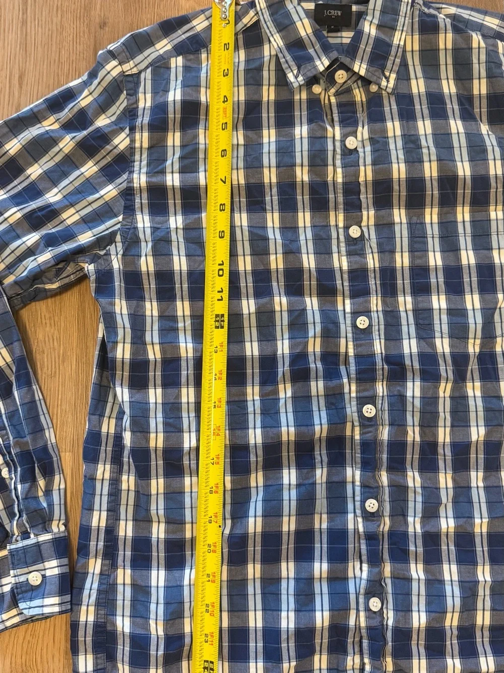 J.Crew Men’s Medium Blue Plaid 100% Cotton Button Down Shirt Preppy